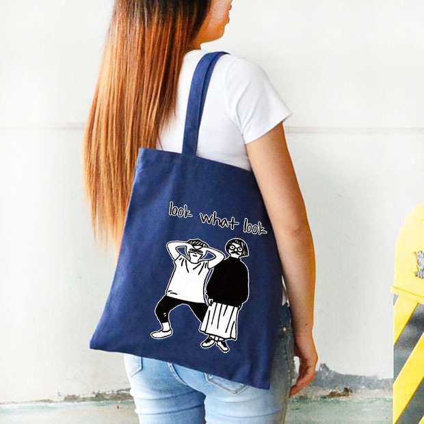 Túi xách canvas in chữ phong cách Hàn Quốc cho nữ