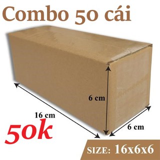 [Combo 50 hộp] Hộp giấy carton 3 lớp sóng 16x6x6 Thùng carton chất lượng Thùng giấy đóng hàng cứng cáp tiện dụng