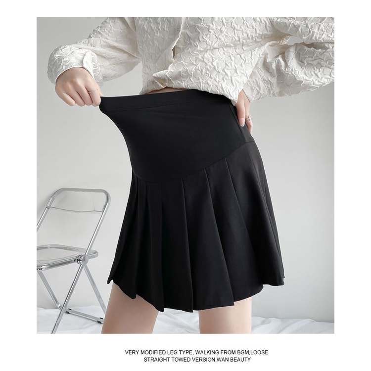 Chân Váy Ngắn Xếp Ly Chống Chói Thời Trang Xuân Thu Cho Mẹ Bầu