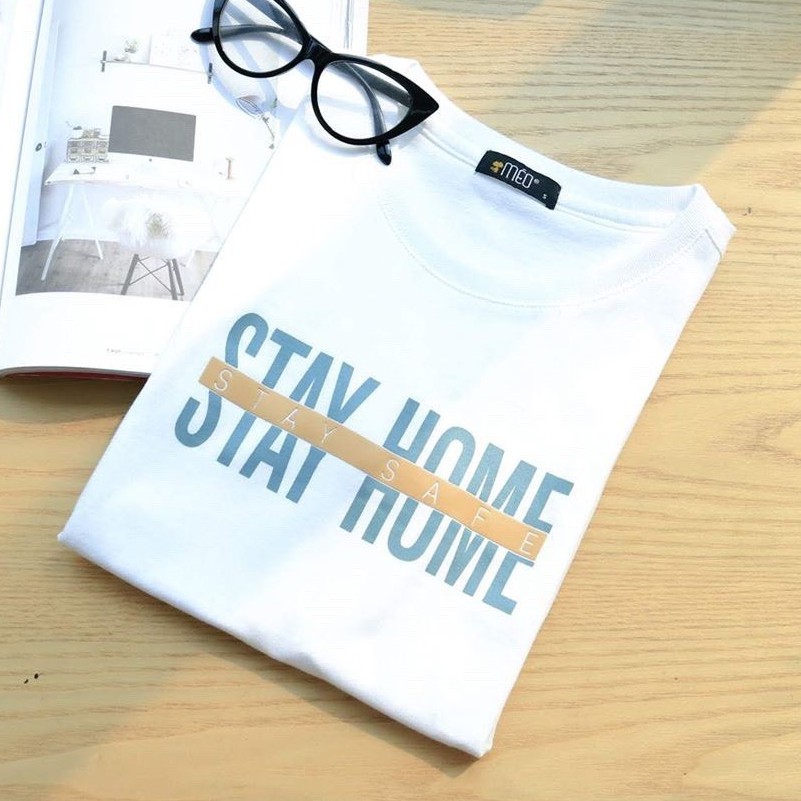 【FREE SHIP】Áo Thun Tay Lỡ nam nữ unisex in STAY HOME chất vải dày mịn co dãn 4 chiều- BW Fashion