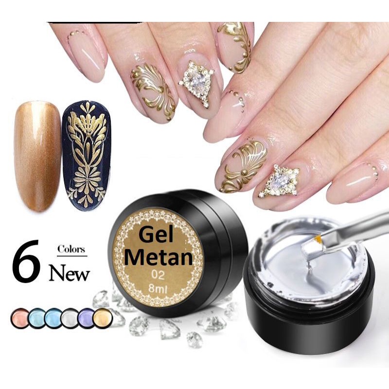 gel metan nail, nhũ siêu sáng, gel vẽ viền, tráng gương