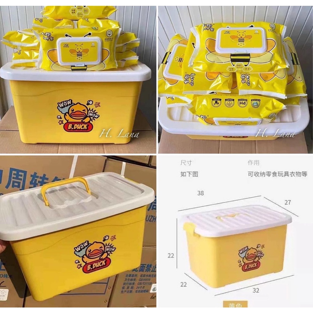 SET 10 BỊCH GIẤY ƯỚT VỊT VÀNG CHUẨN HÃNG TẶNG KÈM THÙNG NHỰA SIÊU XINH