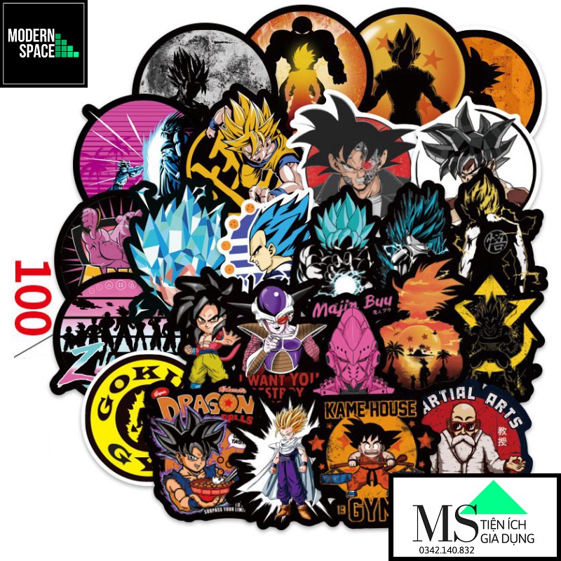 Sticker PVC Songoku 7 viên ngọc rồng Dragon Ball ST-104 -  100 Hình dán Stickers Chống nước Dán Mũ bảo hiểm