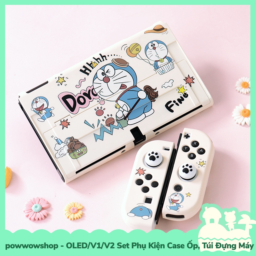 [Sẵn VN - Hỏa Tốc] OLED/V1/V2 Set Phụ Kiện Case Ốp, Túi Đựng Máy, Case Dock Cho Nintendo Switch White Milk Set Dore