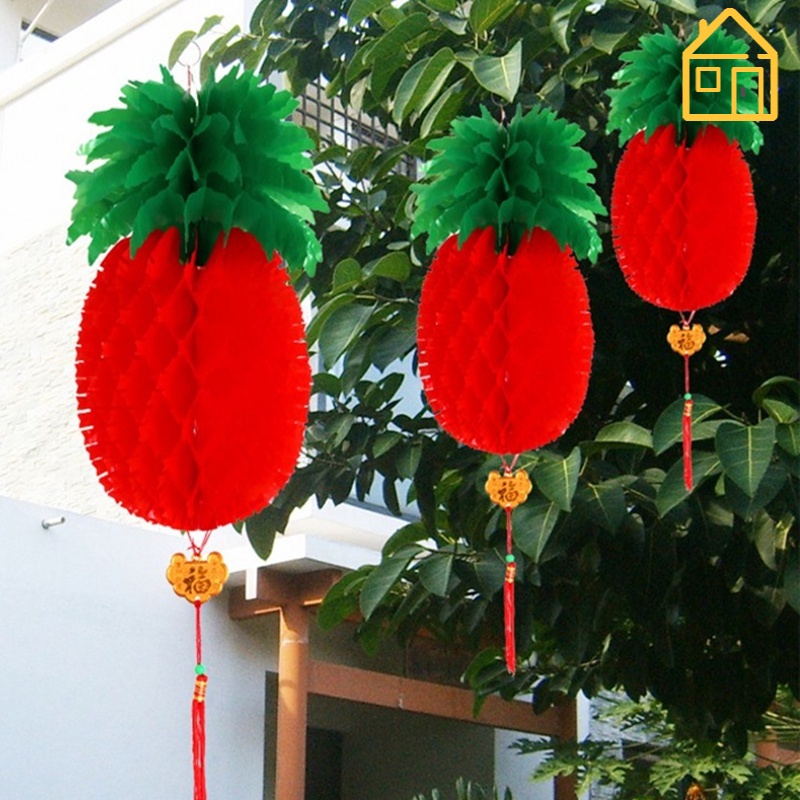 Đèn lồng hình quả khóm kiểu rỗng treo cửa sổ/cửa ra vào trang trí nhà cửa gấp gọn được