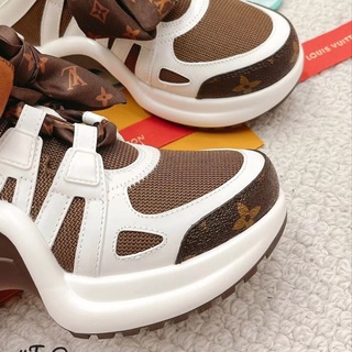 GIÀY LV WHITE BROWN NƠ LAI AU SC [ Full Box + Free Ship ]