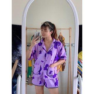 Pijama đùi bò sữa lụa mango