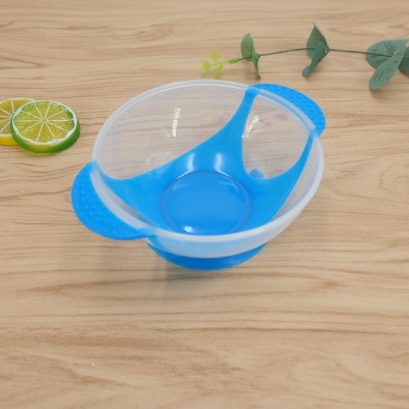 [HCM-GIÁ KHO] Bát ăn dặm kèm thìa báo nóng cho bé loại 1. Bát ăn dặm.