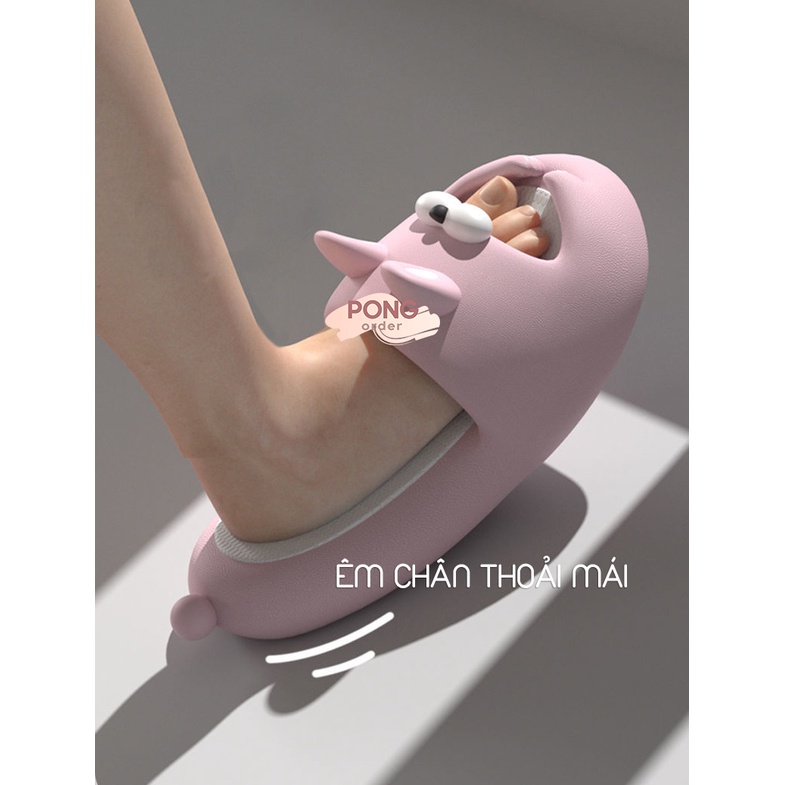 Dép bánh mì quai ngang thỏ ú nu siêu cute đế dày cao 4cm