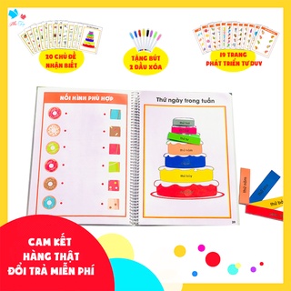 [Học liệu Montessori ] Học liệu dính dán nhận biết tổng hợp 20 chủ đề - Matching Book - Busy book