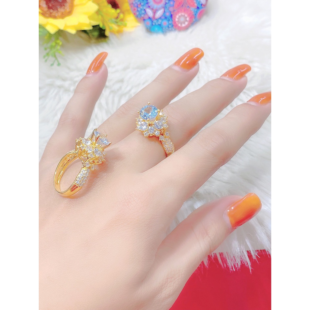 Nhẫn nữ UHA mạ vàng 18k đính đá CZ N667TCK-123 - Trang Sức UHA