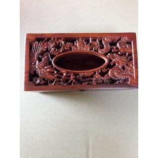 Hộp khăn giấy  gỗ hương chạm khắc