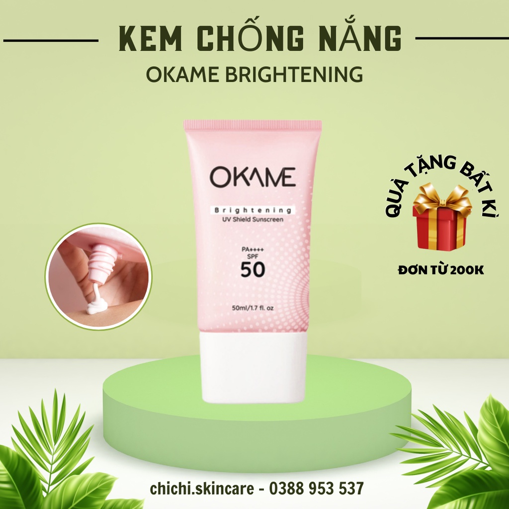 [sẵn] Kem Chống Nắng Okame Brightening UV Shield Sunscreen SPF 50 PA++++ 50ml