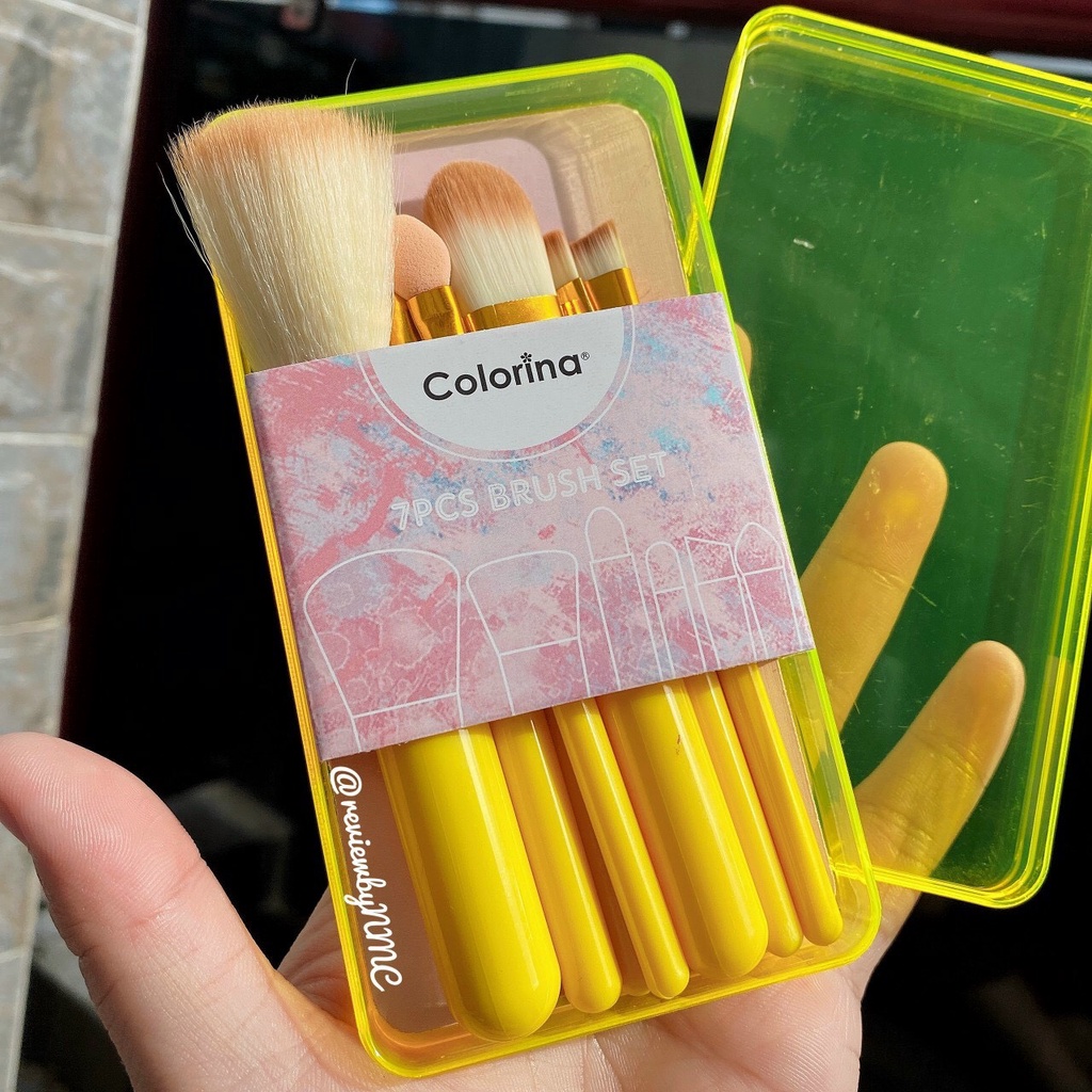 Bộ cọ trang điểm lông siêu mềm 7 cây  COLORINA kèm hộp nhựa