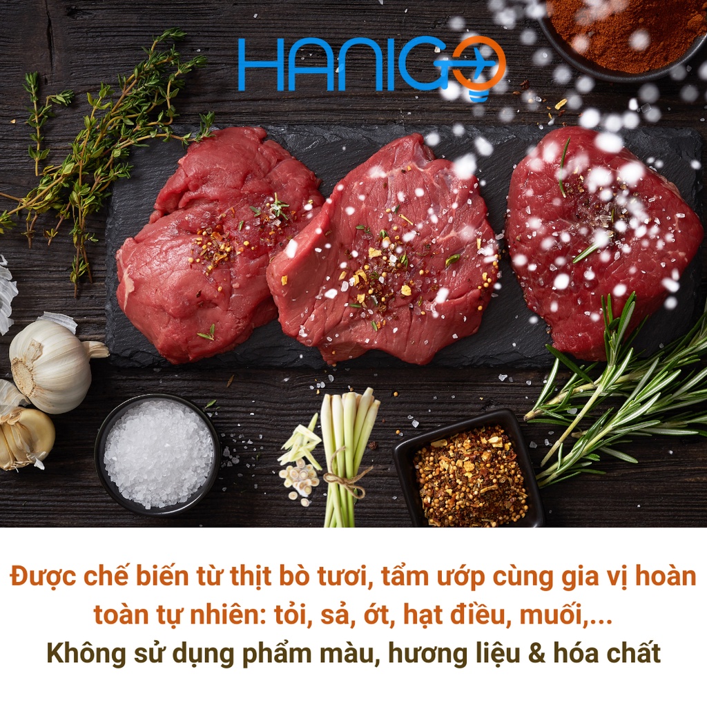 Bò Khô Miếng Đà Nẵng Ngon- Khô Bò Miếng 100% Thịt Bò Tươi- Gia Vị Tự Nhiên- Hanigo Food Đặc Sản Đà Nẵng Ngon