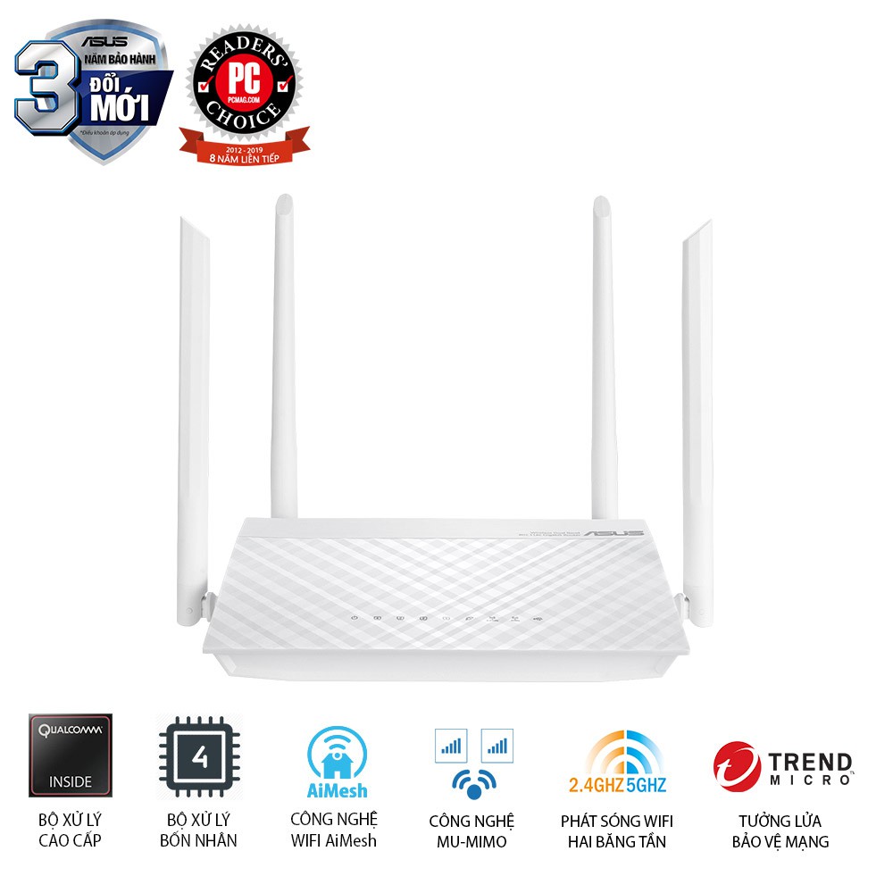 Router wifi ASUS RT-AC59U V2 Wireless AC1500Mbps - Hàng chính hãng - Chất lượng cao, có bảo hành
