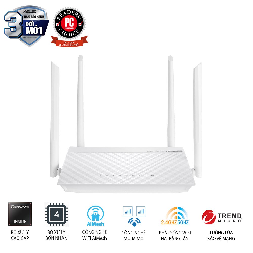 Bộ phát wifi Router Gaming Asus RT - AC59U V2 AC1500Mbps MU-MIMO, AiMesh (Chính hãng)