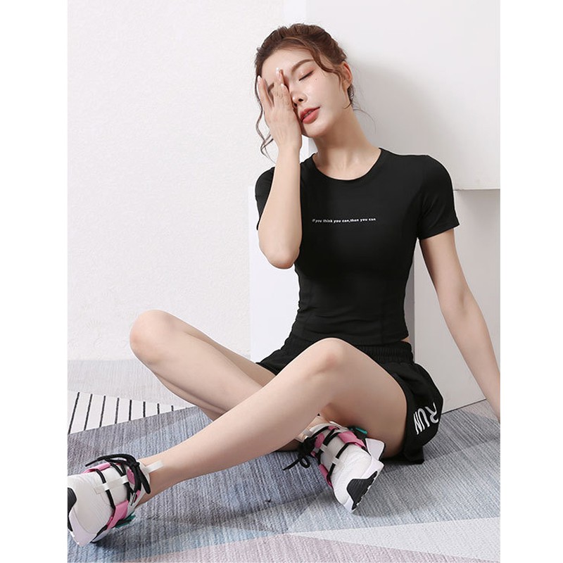 Áo Croptop Tập Gym Nữ Tay Ngắn Chiết Eo Ôm Body KENZI-54