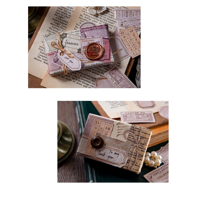 Bộ giấy dán ghi chú memo trang trí DIY 8 thiết kế tùy chọn phong cách vintage dành cho sổ lưu niệm sổ kế hoạch