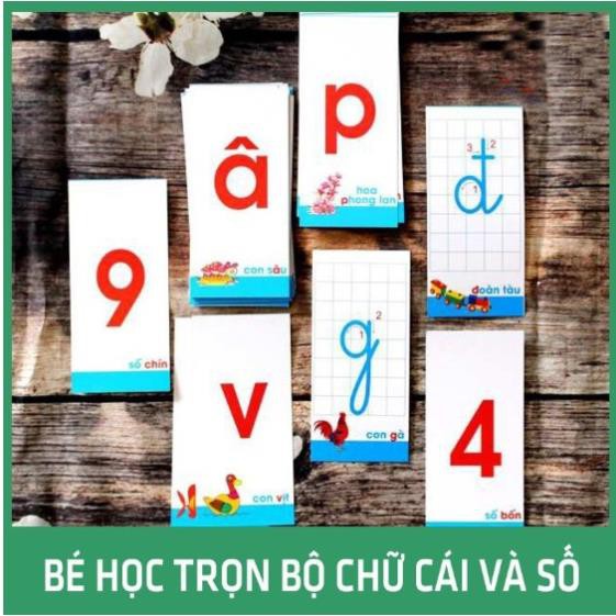 Bộ thẻ chữ cái và số thông minh cho bé từ 2-6 tuổi 44 thẻ