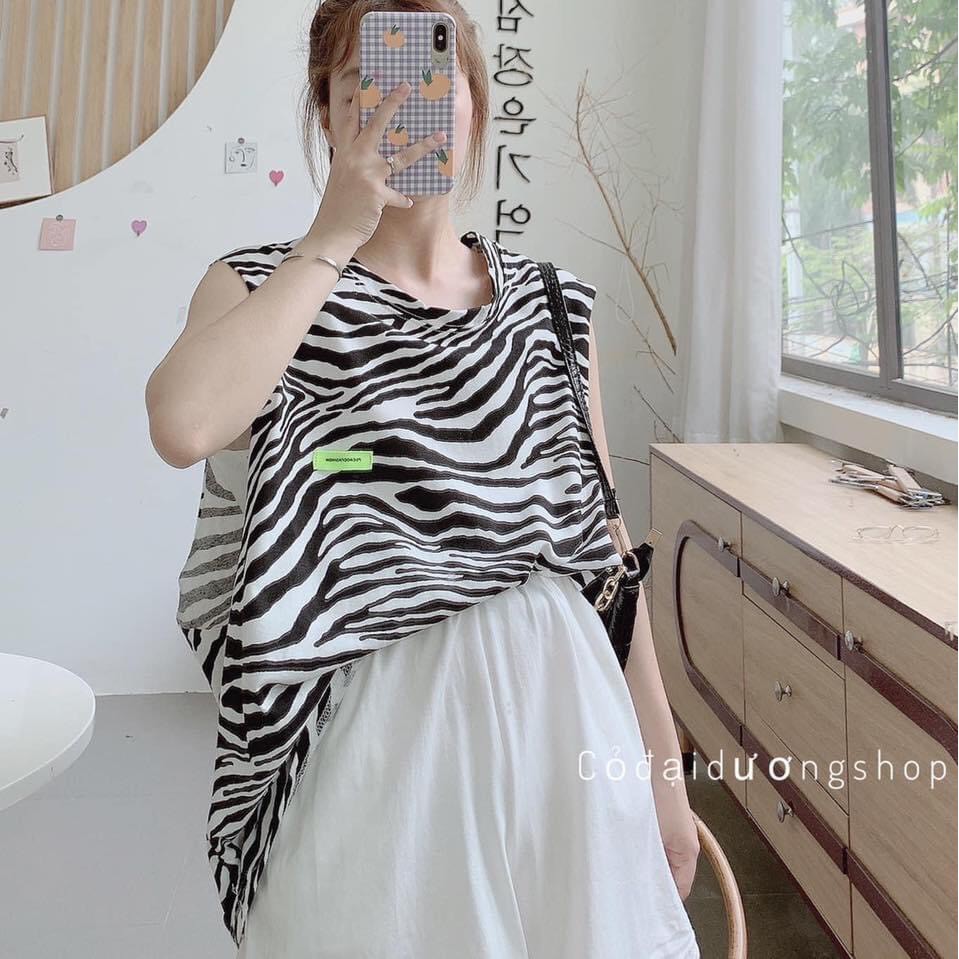 Set Tanktop Ngựa Vằn Form Rộng - Bộ áo thun ba lỗ oversize loang màu kèm quần short cạp chun ống rộng Ulzzang