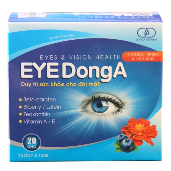 Eye DongA- Hỗ trợ duy trì sức khỏe cho đôi mắt, tăng cường thị lực và hỗ trợ giảm mỏi mắt, mờ mắt ( Hộp 20 ống)