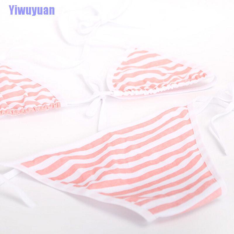 Bộ Bikini Kẻ Sọc Phong Cách Lolita Nhật Bản Ngọt Ngào