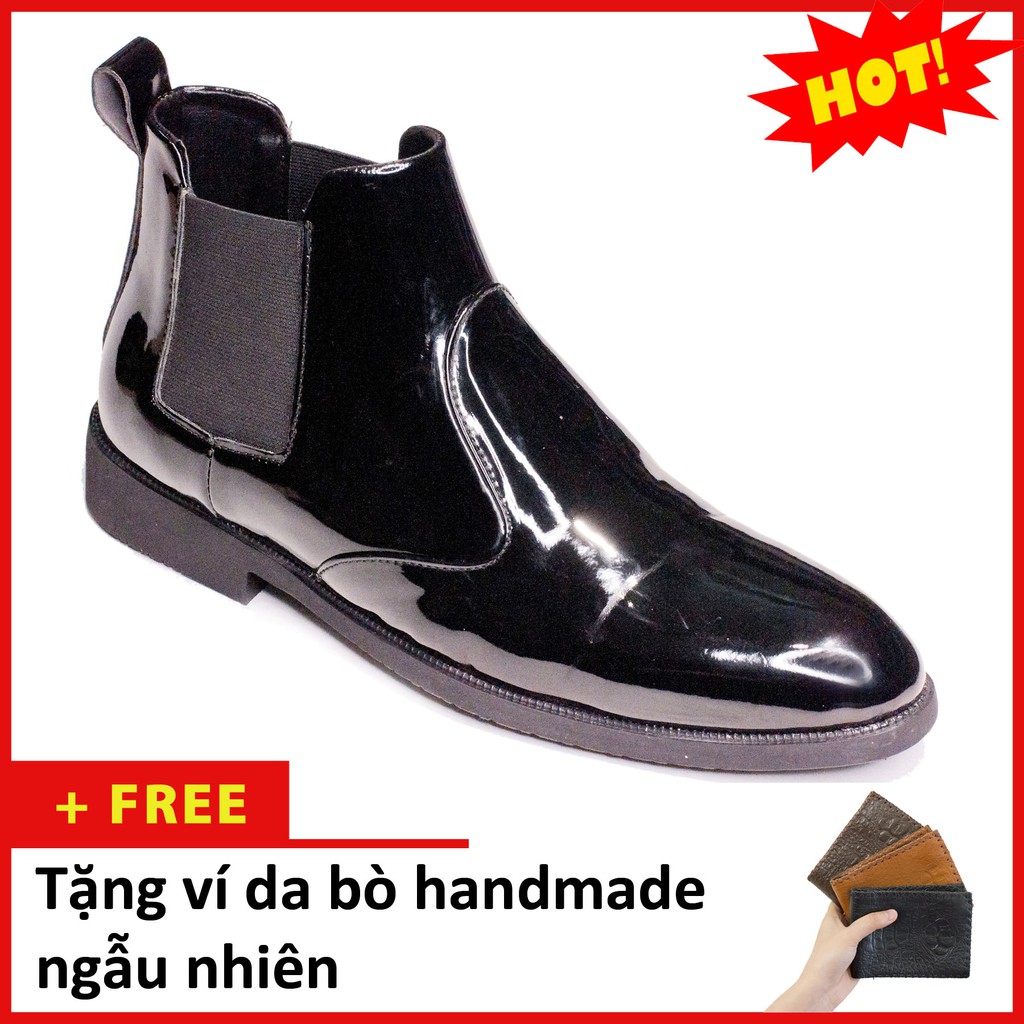 Giày Boot Nam AROTI Cao Cổ Chất Đẹp Cao Cấp,Đế Khâu Siêu Bền, Tăng Chiều Cao 3cm Form Hàn Màu Đen - CB520-B(V)
