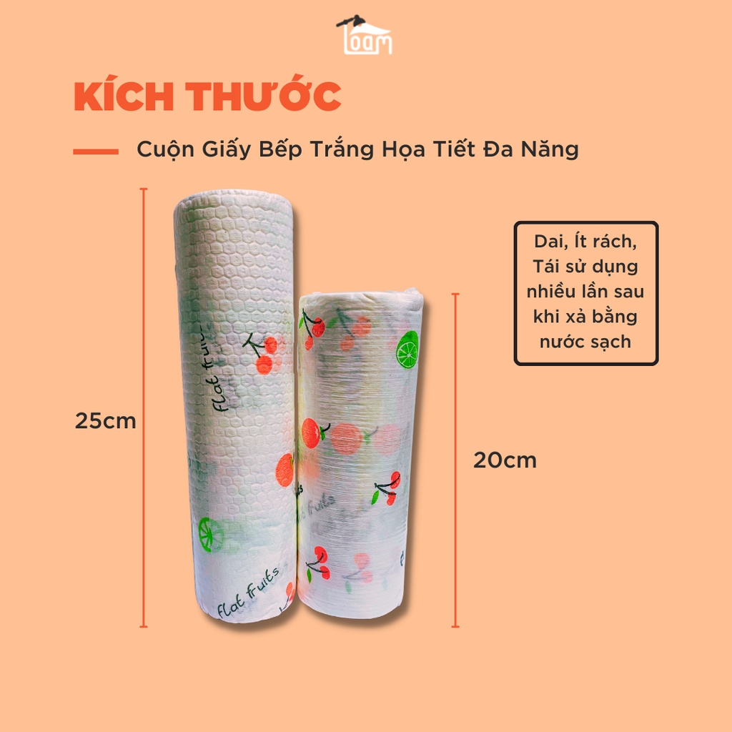 Cuộn Giấy Lau Đa Năng 220 Tờ Loại Dài 25cm Dùng Được Nhiều Hơn