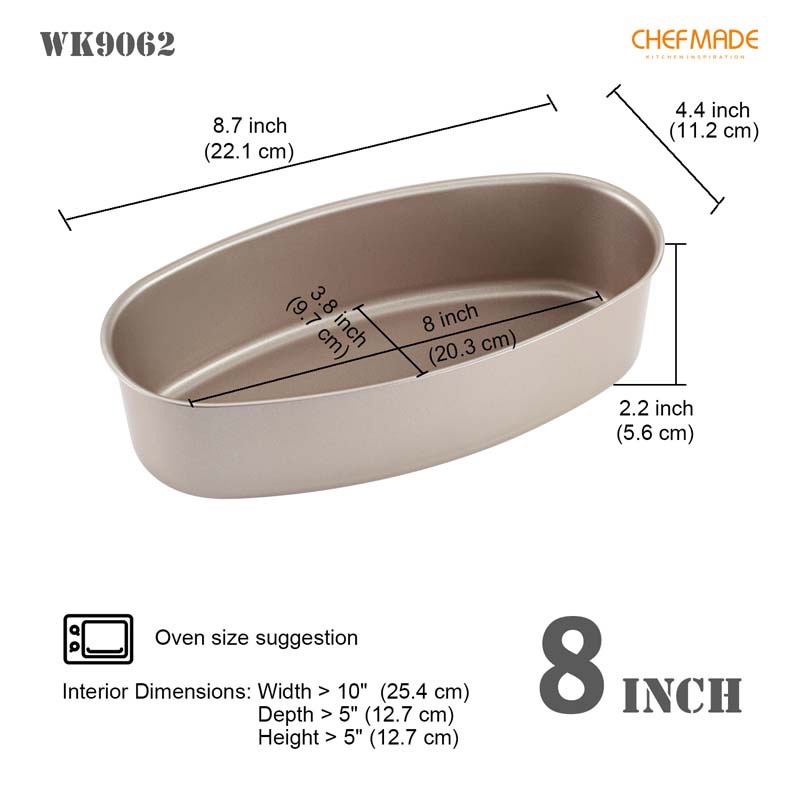 Khuôn oval CHEFMADE cao cấp vàng WK9062