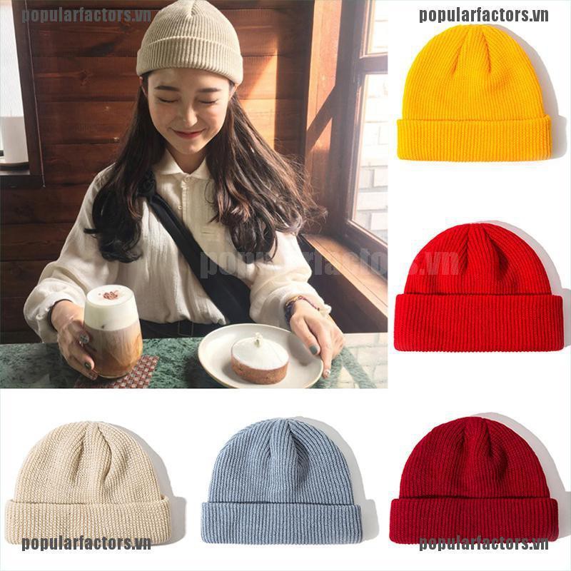 Nón len beanie màu trơn giữ ấm thời trang mùa đông cho nam và nữ