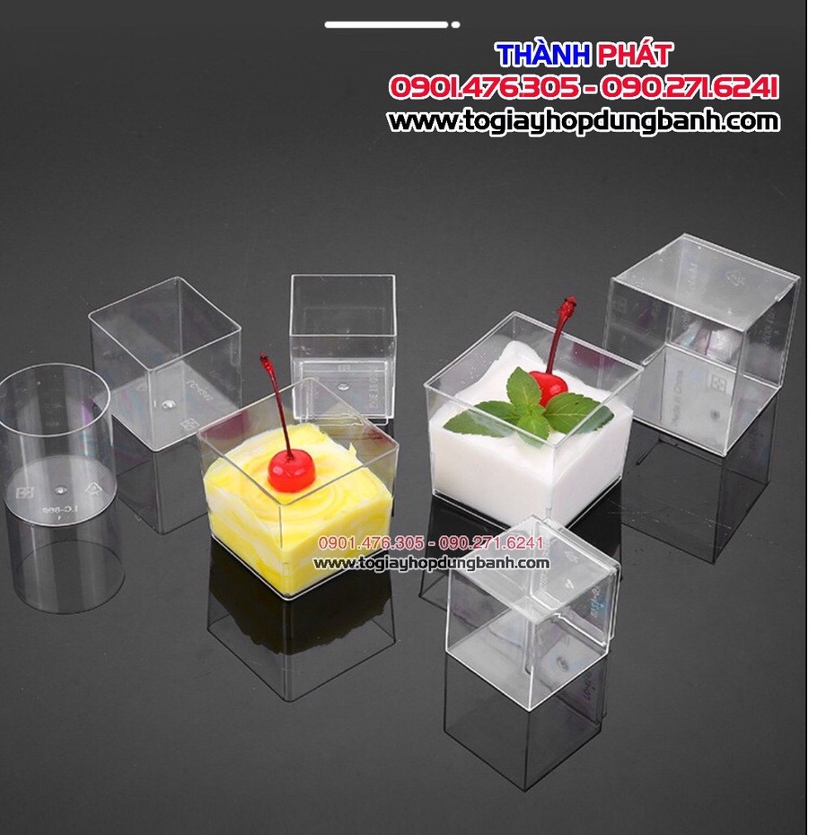 50 Ly mousse vuông LC-5550 đựng bánh mix nhiều vị- Ly đựng tiramisu - Panna cotta - yogurt trái cây -bánh lạnh