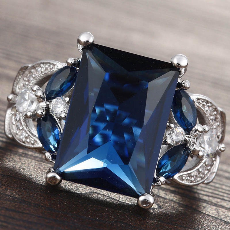 Nhẫn Hợp Kim Đính Đá Tanzanite 3 Màu