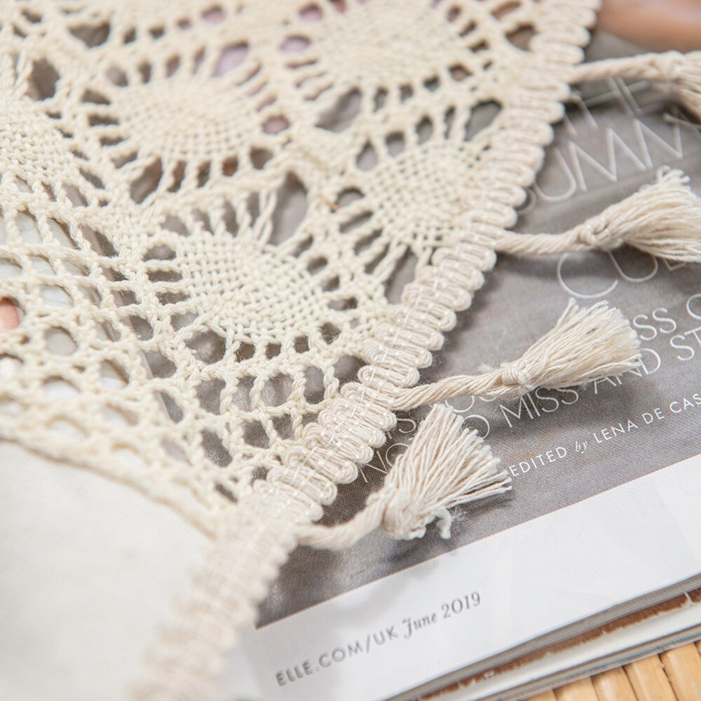 Rèm cửa sổ Vải Cotton Lanh Phối Tua Rua Sáng Tạo Trang Trí Nhà Cửa