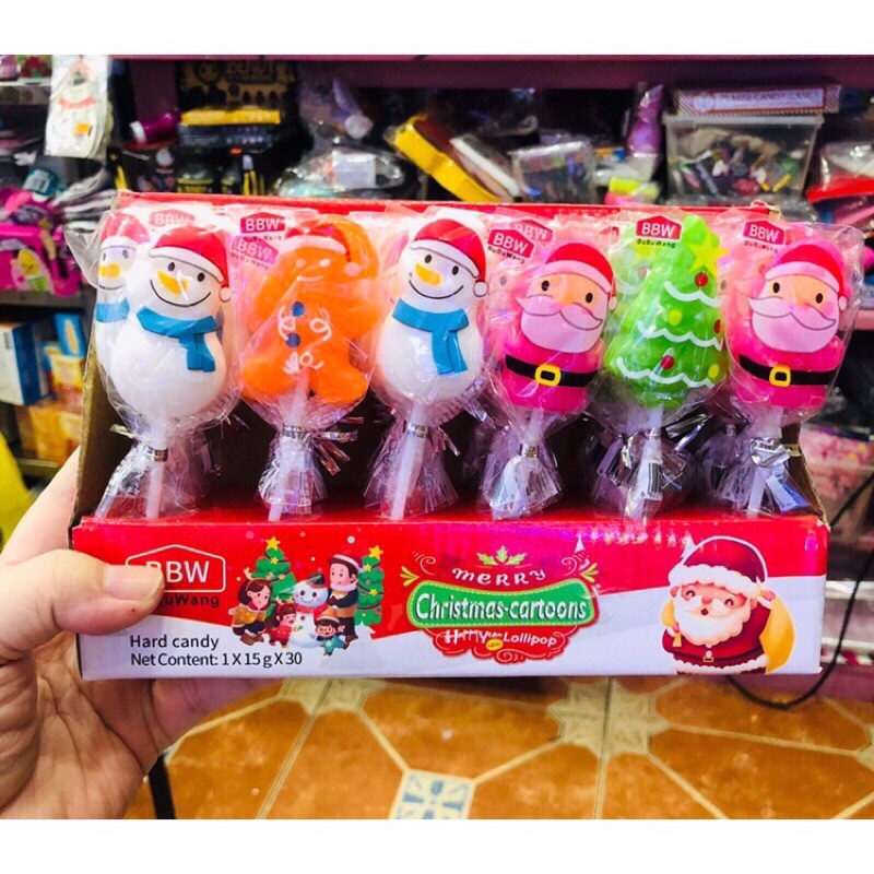 Hộp 30 chiếc kẹo mút hình noel , người tuyết