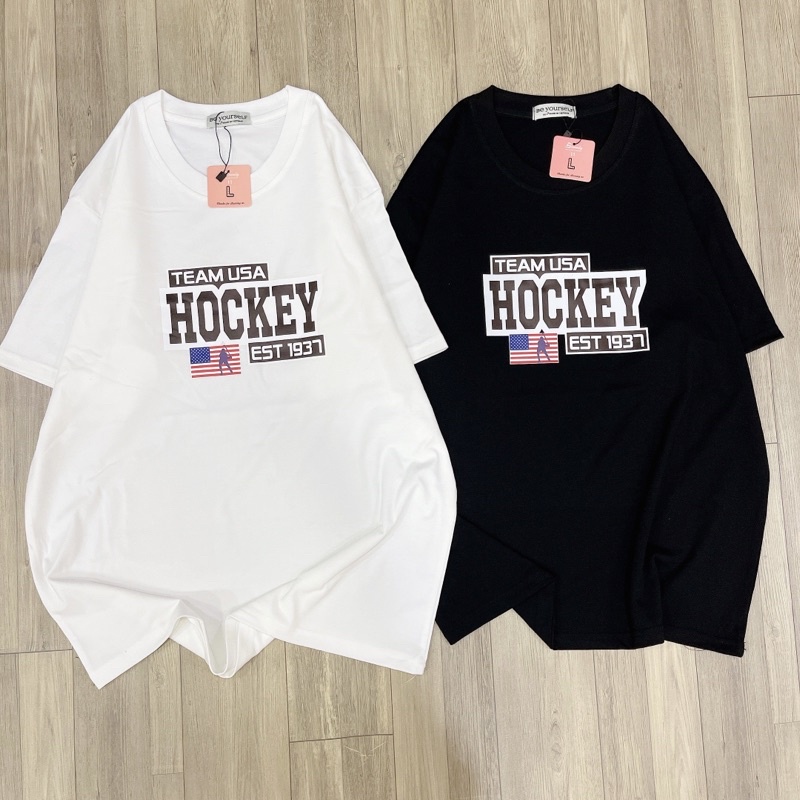 Áo Thun PHÔNG NAM NỮ UNISEX in Decal TEAM HOCKEY - Hình chụp thật
