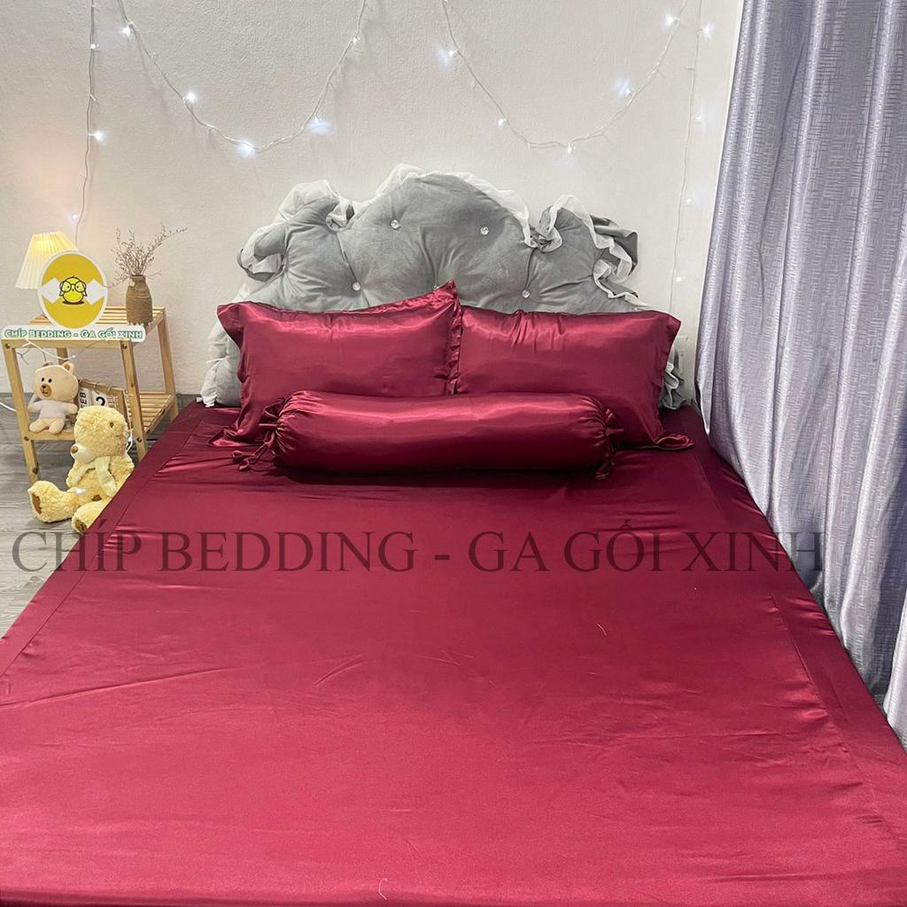 TRỌN BỘ DRAP PHI LỤA THÁI TUẤN HÀNG LOẠI 1 - ĐỎ RƯỢU - ĐỦ KÍCH THƯỚC( ẢNH THẬT SHOP CHỤP)