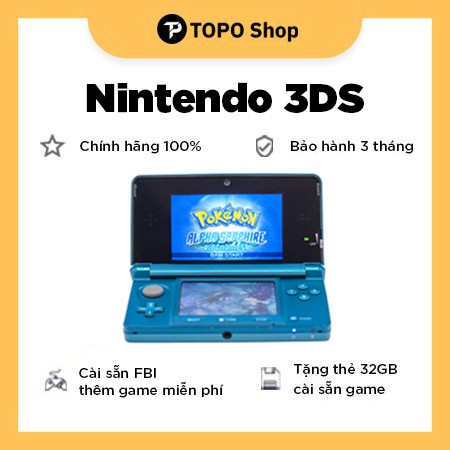 Máy Nintendo 3DS + Thẻ 32GB ( cài sẵn kho game hay, game Việt hóa) + Đủ phụ kiện