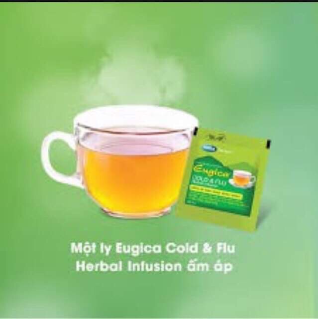 Trà Eugica Cold & Flu Herbal Infusion(hỗ trợ làm giảm các triệu chứng cảm,cảm cúm: đau đầu,chảy nước mũi)100% thảo dược