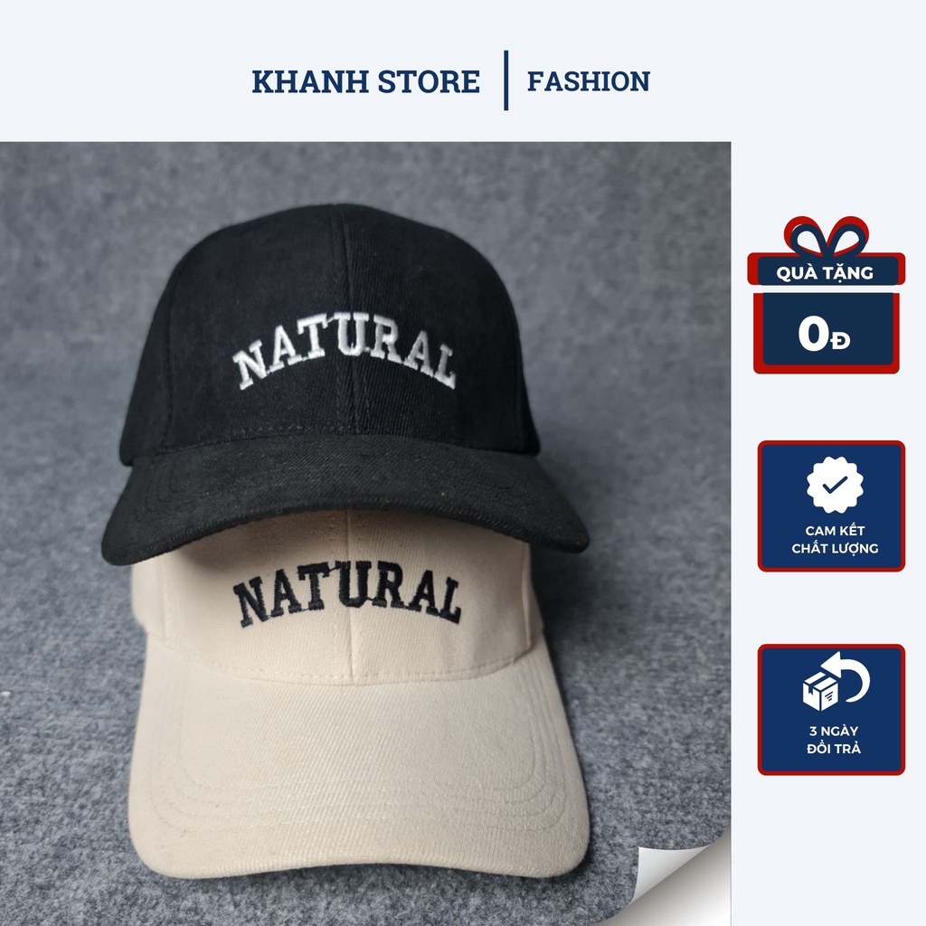 Nón kết, mũ lưỡi trai thêu chữ NATURAL form unisex nam nữ