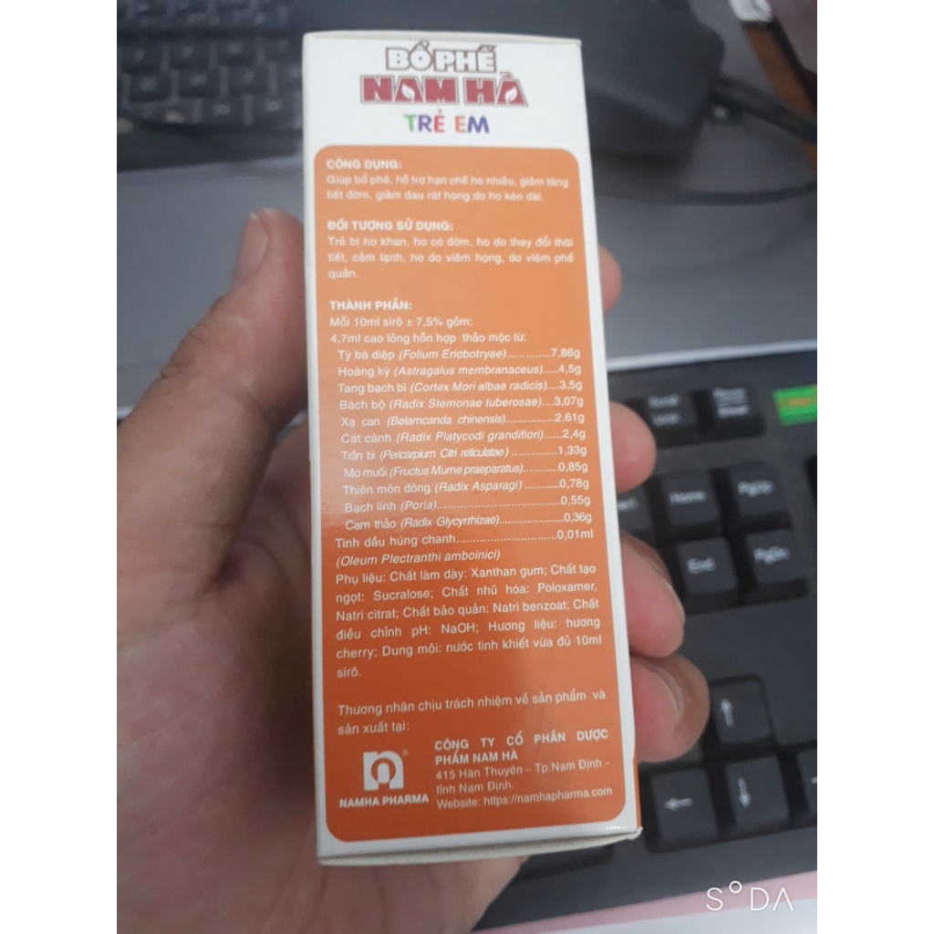 Xịt họng bổ phế Nam Hà trẻ em, giúp bổ phế, giảm ho, giảm tăng tiết đờm, giảm đau rát họng do ho kéo dài