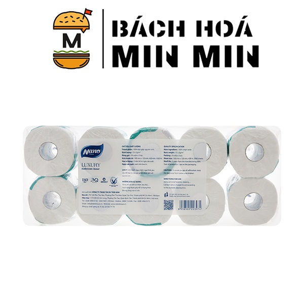 Cuộn giấy vệ sinh Nano 3 lớp bịch 10 cuộn