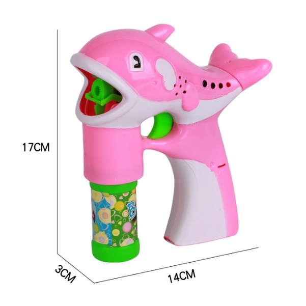 Đồ Chơi Súng Bắn Bong Bóng Xà Phòng Cá Heo Có Nhạc, Có Đèn Phát Sáng Dành Cho Bé 02091