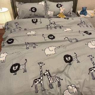 Bộ chăn ga gối drap giường chất cotton poly họa tiết động vật