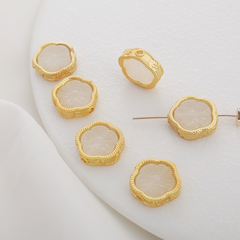 Hạt Ngọc Bích Màu Vàng Đồng Nhám 13mm Dùng Làm Trang Sức diy