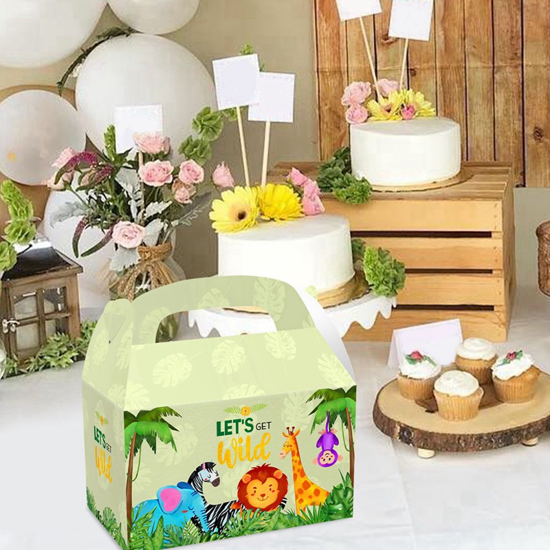 Set 4 Hộp carton Đựng Kẹo Họa Tiết Rừng Cây Hoạt Hình Trang Trí Tiệc Cưới/Sinh Nhật