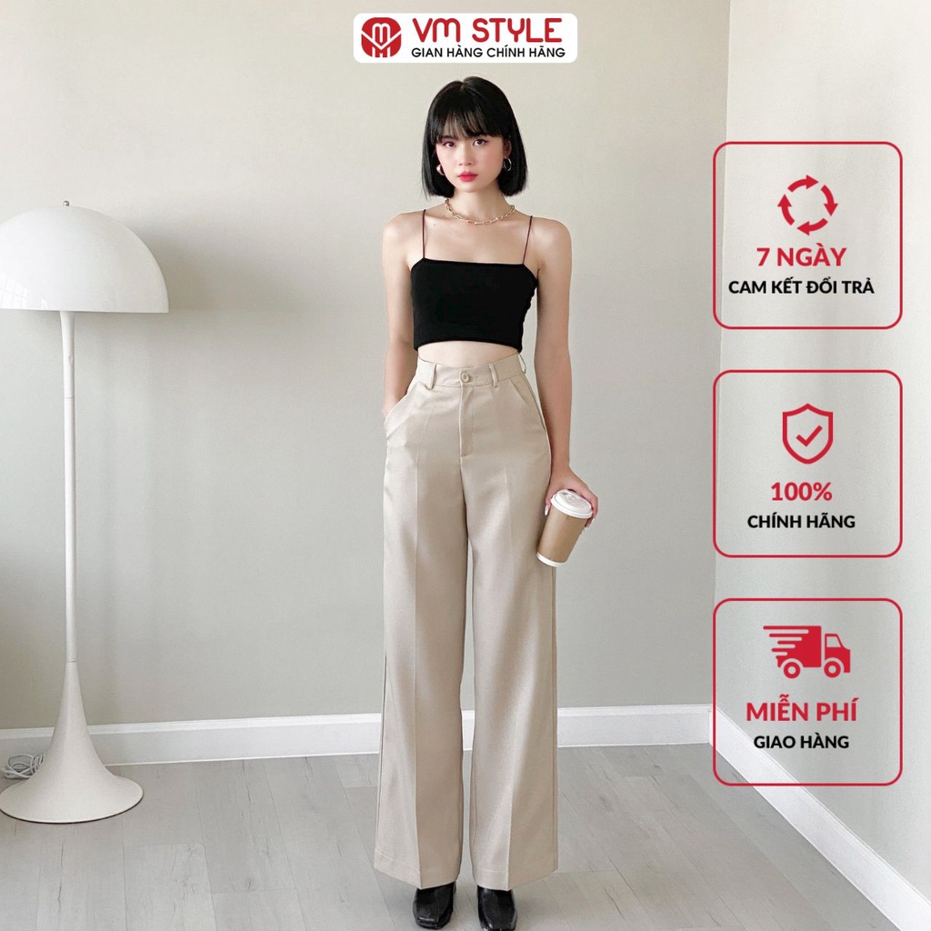 Quần nữ suông dài ống rộng basic VMSTYLE lưng cao phong cách công sở trẻ trung 07205 QTR00001