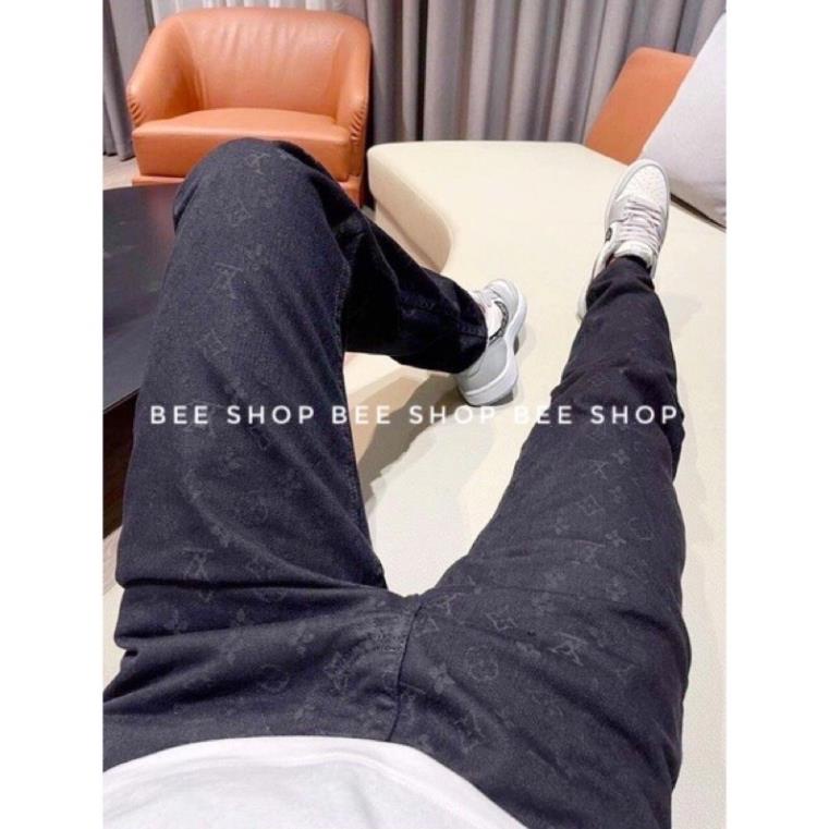 Quần jean LV vân chìm cao cấp - Quần bò nam ống côn - Bee Shop Đẹp