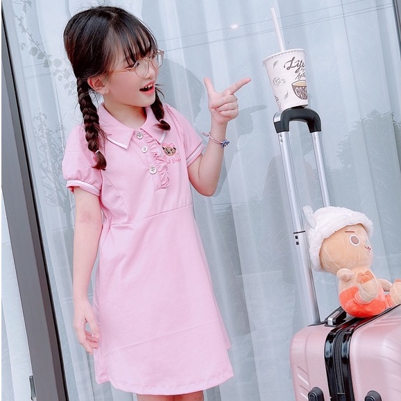 Váy polo bé gái size đại 10-30kg Đầm suông cho bé đi học đi chơi bèo ngực xinh xắn 1 2 3 4 5 6 7 8 9 10 tuổi