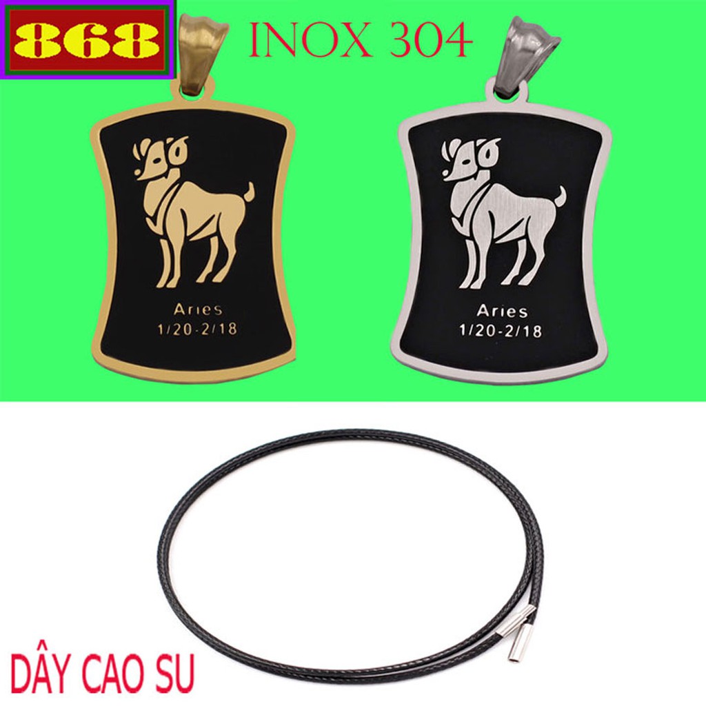 Dây chuyền cung Bạch Dương inox VCSECBDV - Dây cao su 12 cung Hoàng đạo